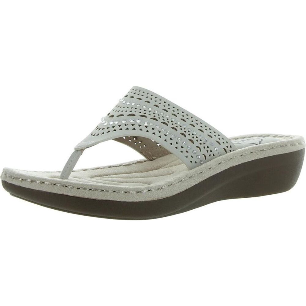 Cliffs by White Mountain Womens Comate White Wedge Thong Flip-Flops Shoes New